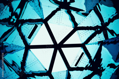 Modern interior with vibrant colours and reflections 