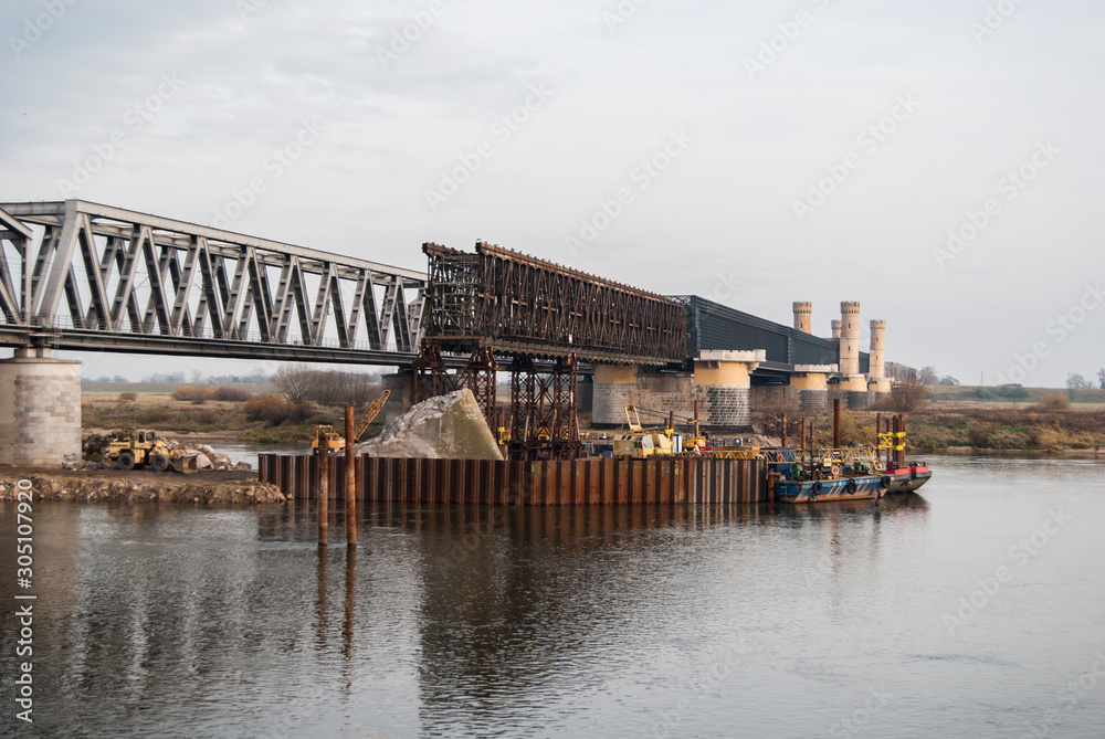 The Tczew Bridge reconstruction work, Pomerania, Europe