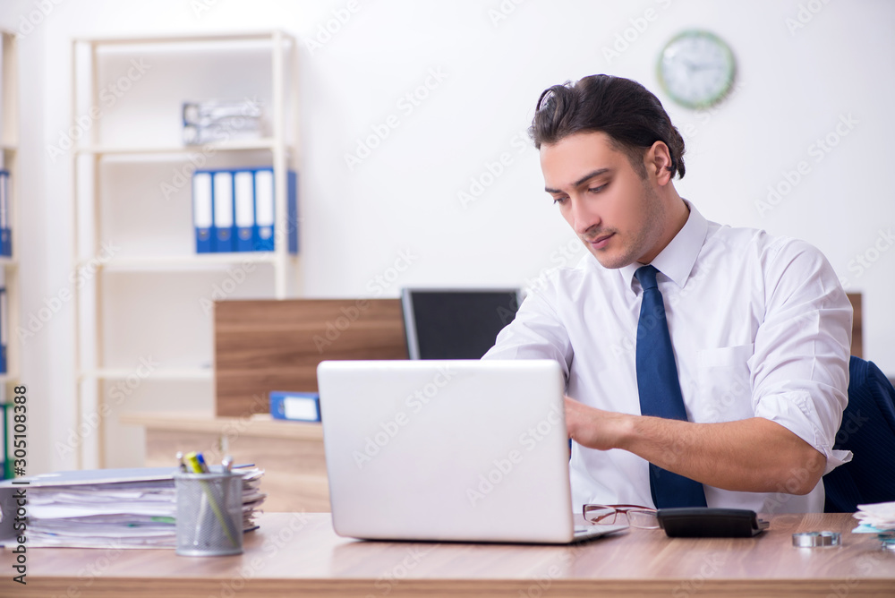 Young male businessman working in the office Young male businessman working in the office