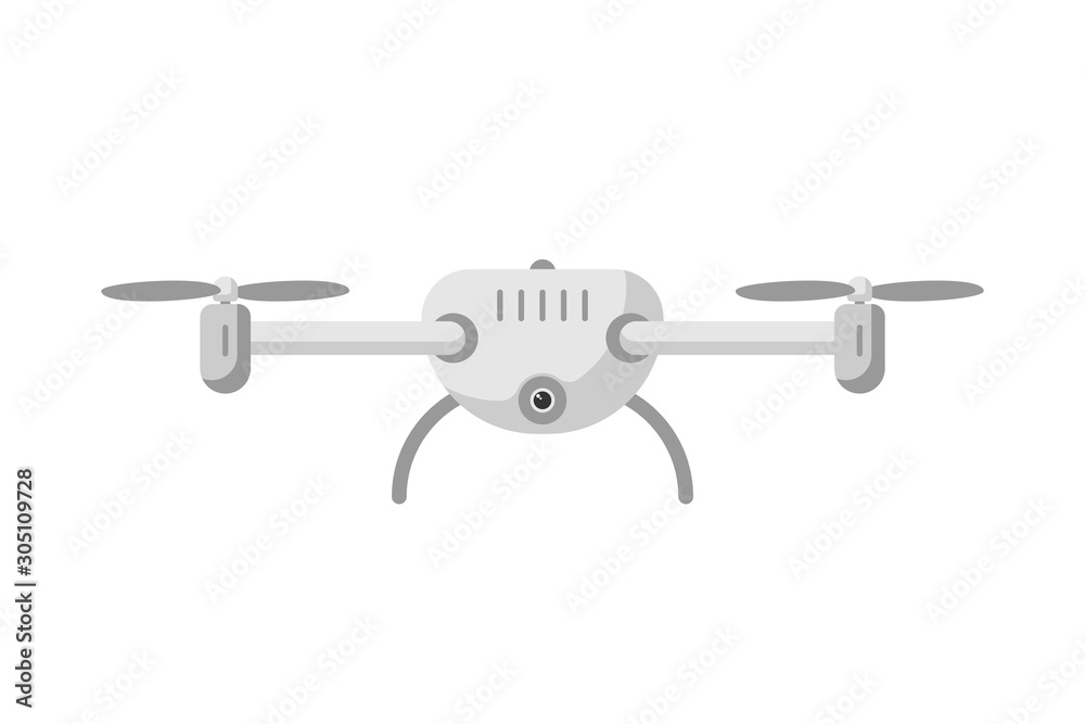 Quadcopter aerial drone flat vector illustration on white background Quadcopter aerial drone flat vector illustration on white background