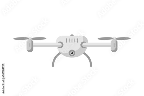 Quadcopter aerial drone flat vector illustration on white background