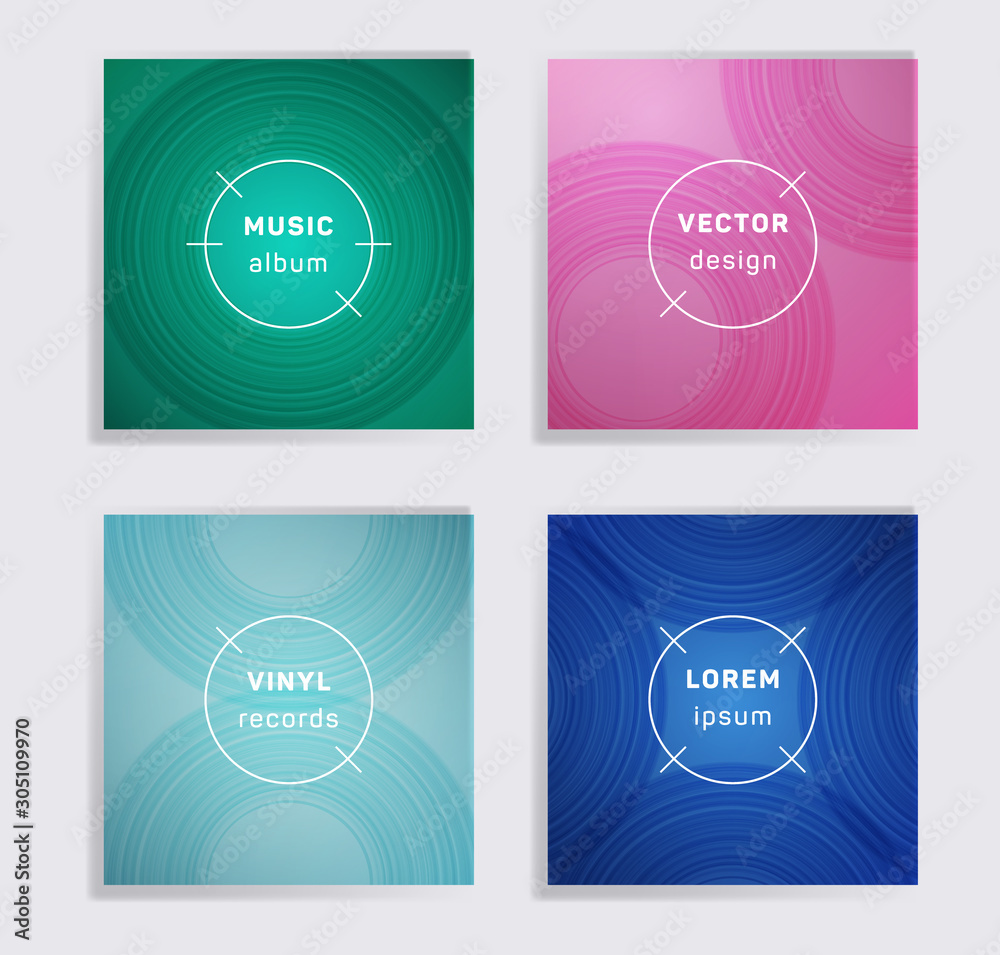 Fototapeta premium Abstract vinyl records music album covers set.