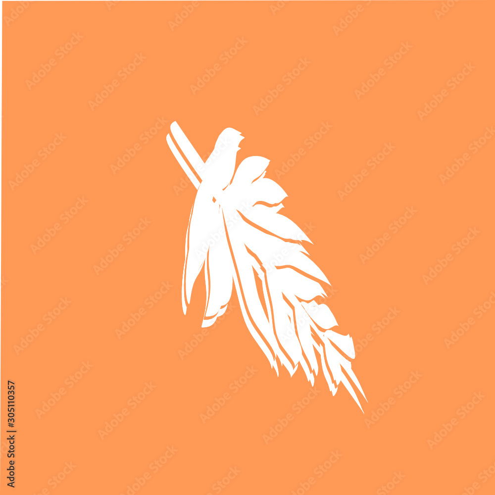 Elegant Leaf Icon On the Orange Background Elegant Leaf Icon On the Orange Background