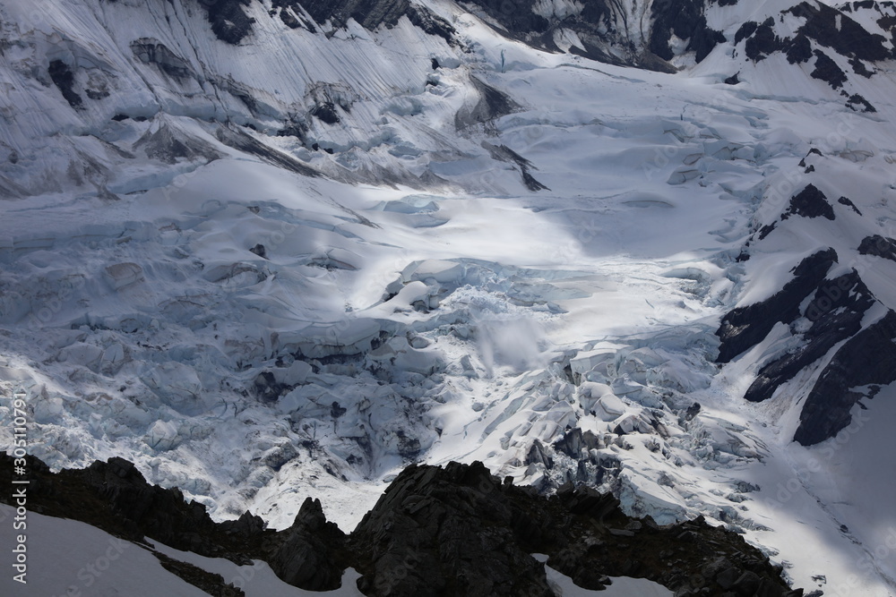 Obraz premium Gletscher und Schnee im Mount Cook Nationalpark in Neuseeland