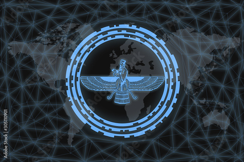 Slika na platnu Symbol of Zoroastrianism with modern design