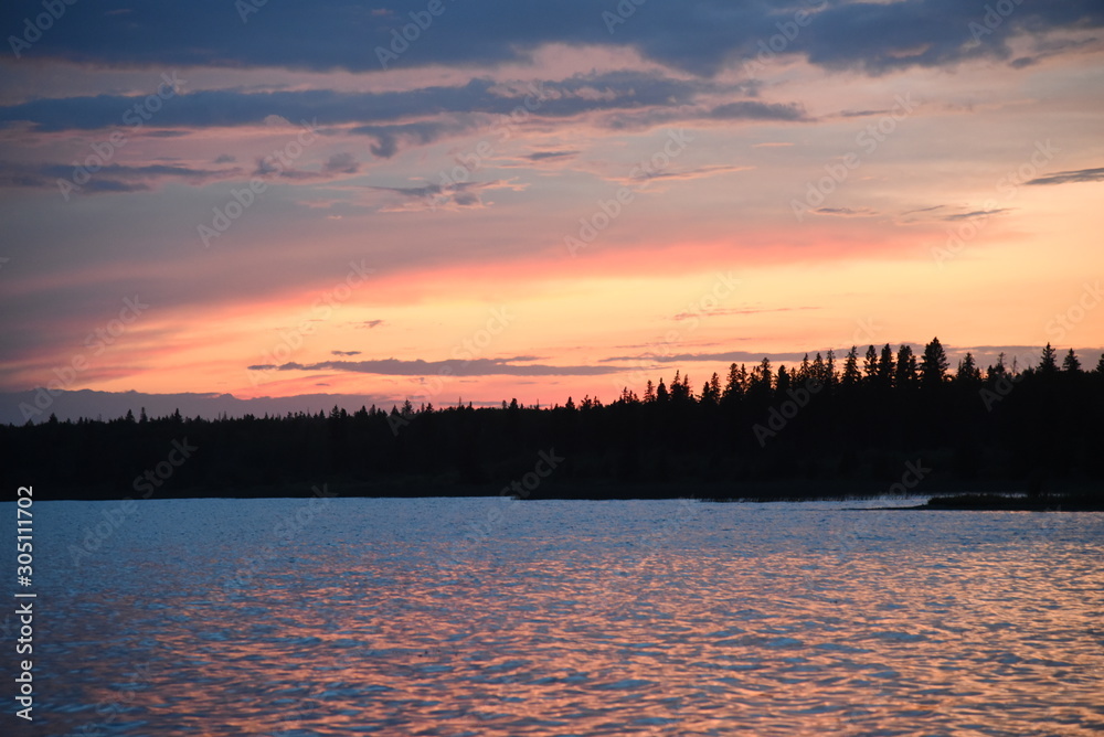 Sunset at Clearlake Manitoba as seen from Spruces picnic site