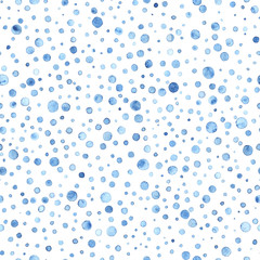 Acrylglasbilder Blau-weiße Muster Winterliches Schneeflocken Aquarellmuster  © flovie