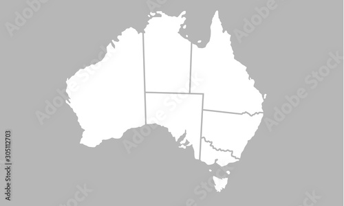 Map of Australia isolated on white background. Australia blank map. Australian background. Vector illustration