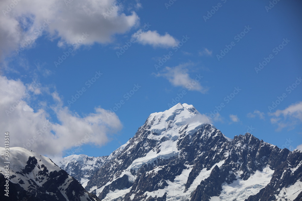 Gletscher und Schnee im Mount Cook Nationalpark in Neuseeland