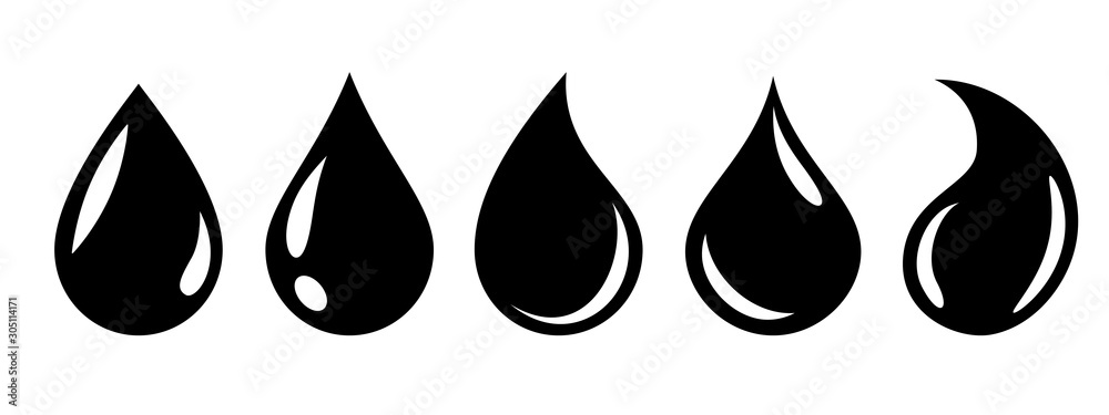 Fototapeta Water or oil drop set icons – stock vector