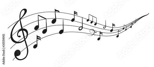 Music notes wave, group musical notes background – for stock vector