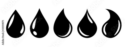 Water or oil drop set icons – stock vector