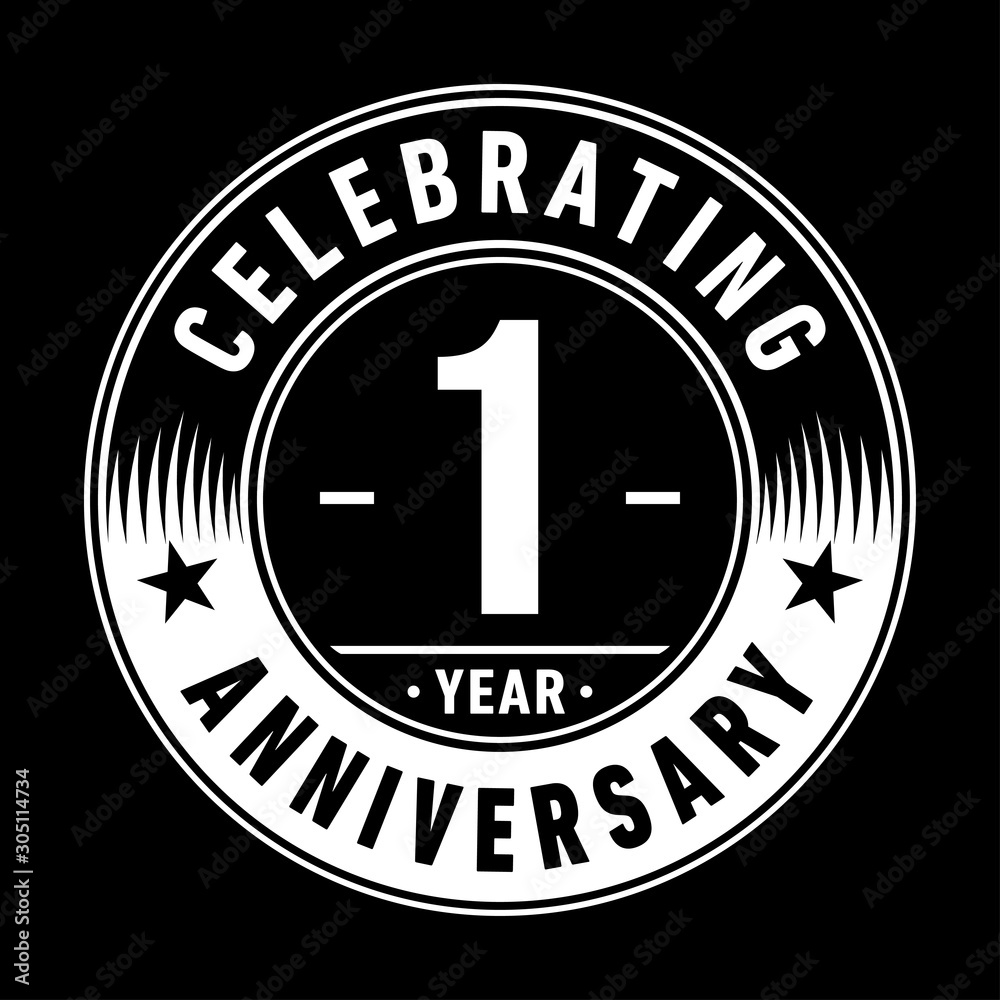 1 year anniversary celebration logo template. One year vector and