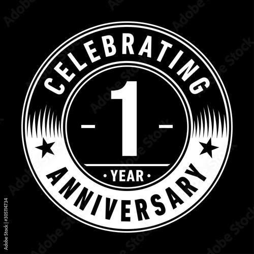 1 year anniversary celebration logo template. One year vector and illustration.