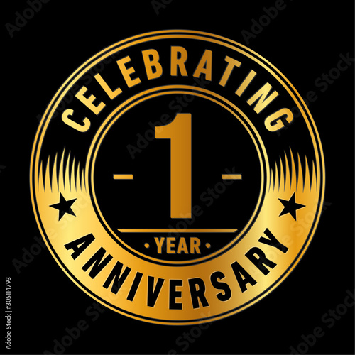 1 year anniversary celebration logo template. One year vector and illustration.