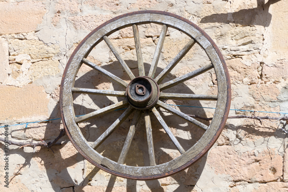 Very old wooden wheel