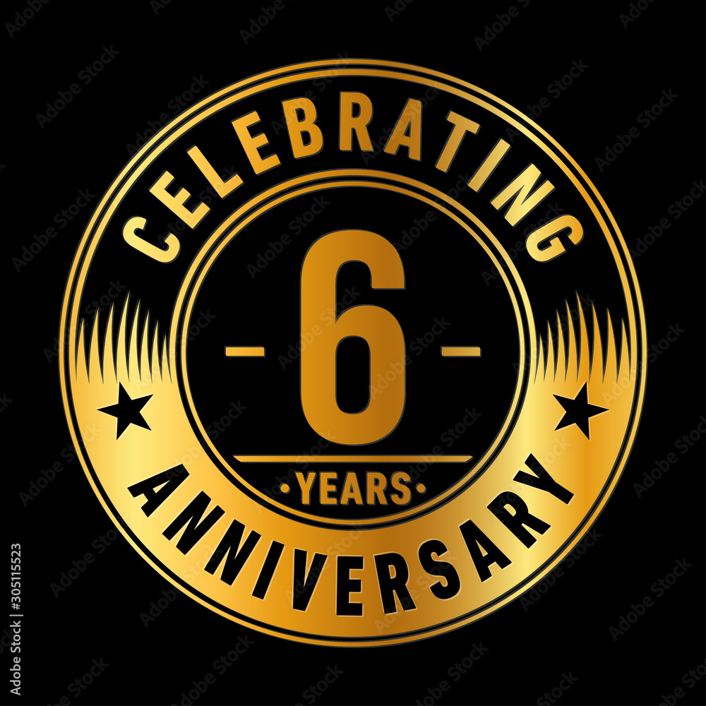 6 years anniversary celebration logo template. Six years vector and illustration.