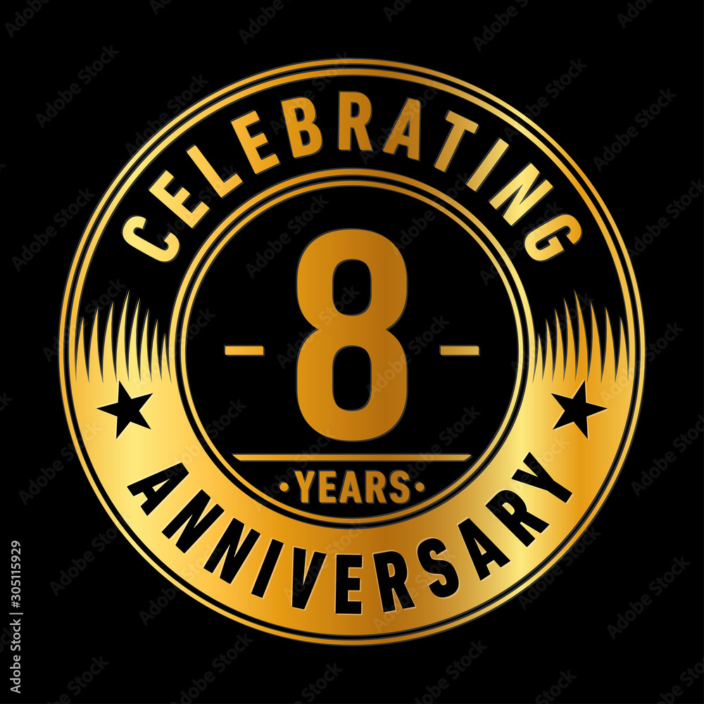 8 years anniversary celebration logo template. Eight years vector and illustration.