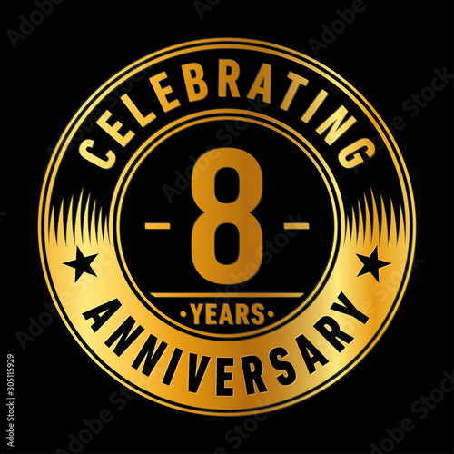 8 years anniversary celebration logo template. Eight years vector and illustration.