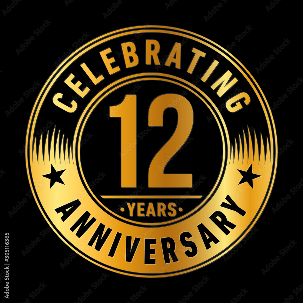12 years anniversary celebration logo template. Twelve years vector and illustration.