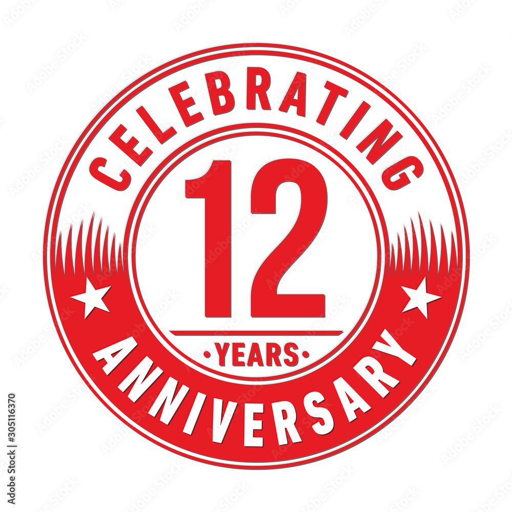 12 years anniversary celebration logo template. Twelve years vector and illustration.