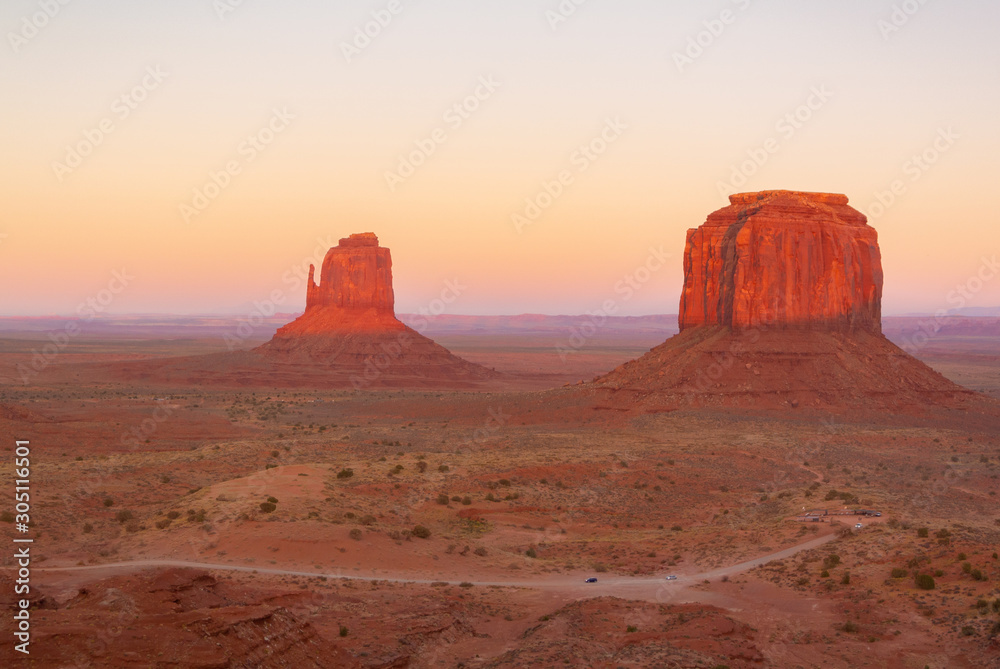Monument Valley, Utah/ united states of america-october 7th 2019: East Mitten Butte and Merrick Butte  