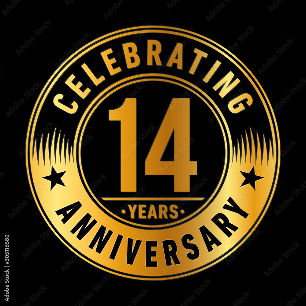 14 years anniversary celebration logo template. Fourteen years vector and illustration.