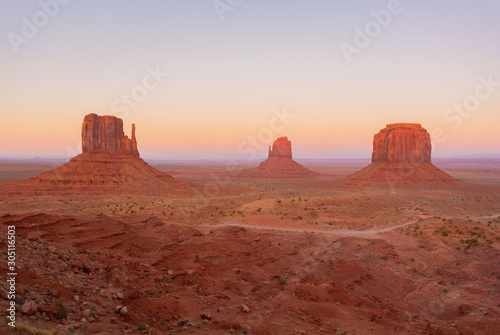 Monument Valley, Utah/united states of america-october 7th 2019, West Mitten Butte, East Mitten Butte and Merrick Butte 