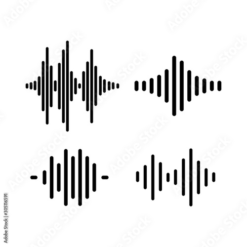  Audio equalizer black white icon set