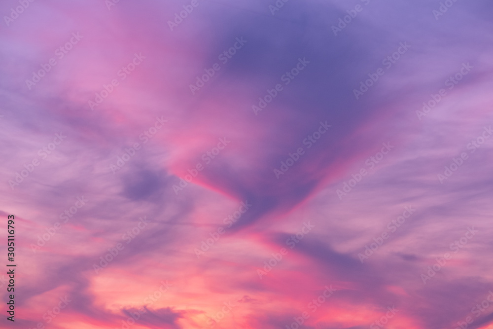 Colorful of sky with clouds in the evening