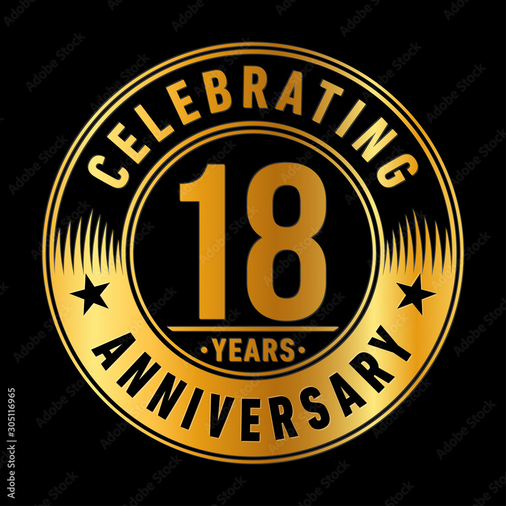 18 years anniversary celebration logo template. Eighteen years vector and illustration.