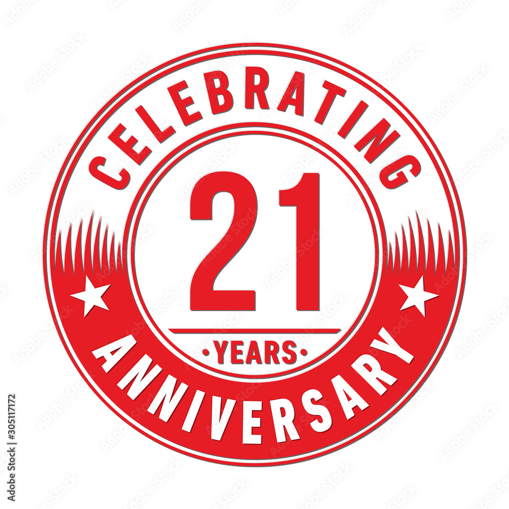 21 years anniversary celebration logo template. Twenty-one years vector and illustration.