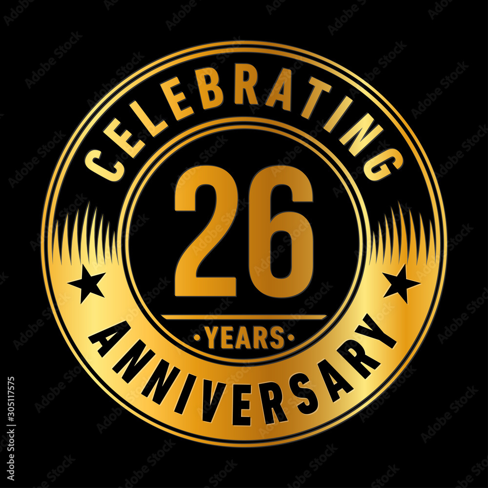 26 years anniversary celebration logo template. Twenty-six years vector and illustration.