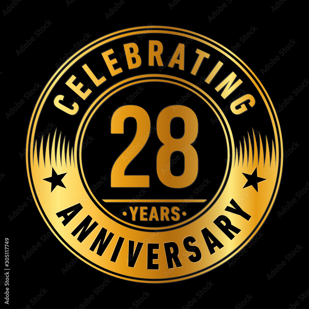 Fototapeta premium 28 years anniversary celebration logo template. Twenty-eight years vector and illustration.