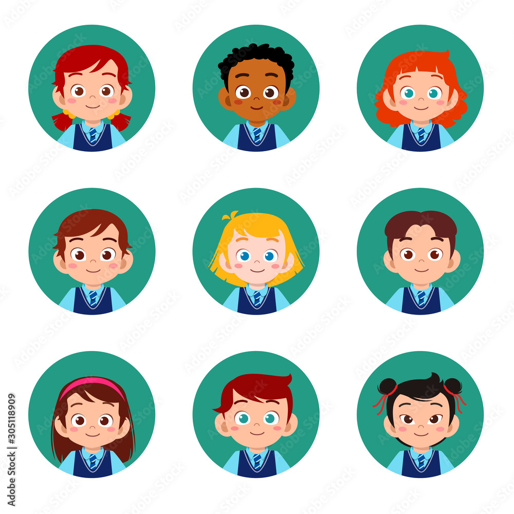 happy cute kids boy and girl avatar face happy cute kids boy and girl avatar face