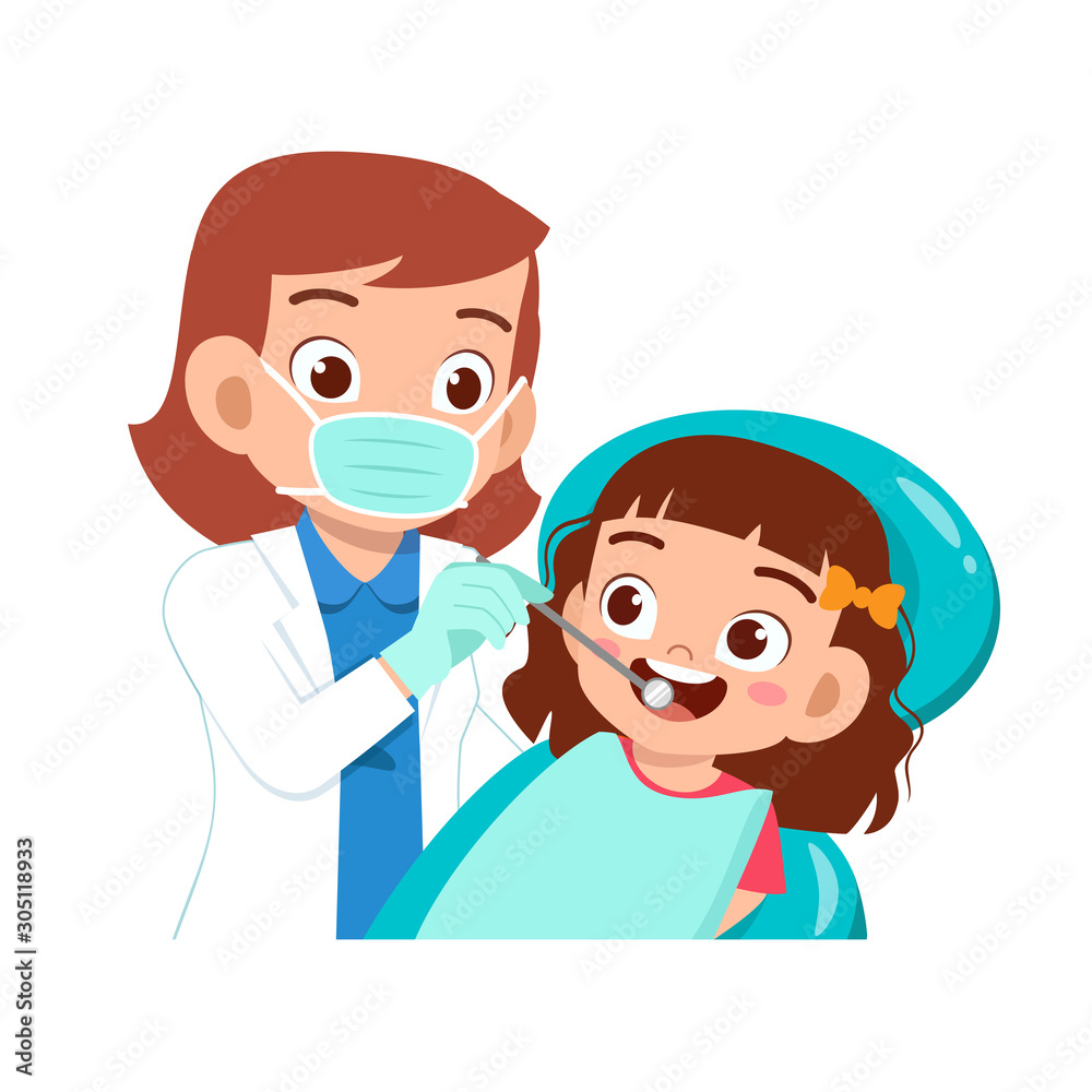 happy cute kid go to dentist check Stock Vector Adobe Stock
