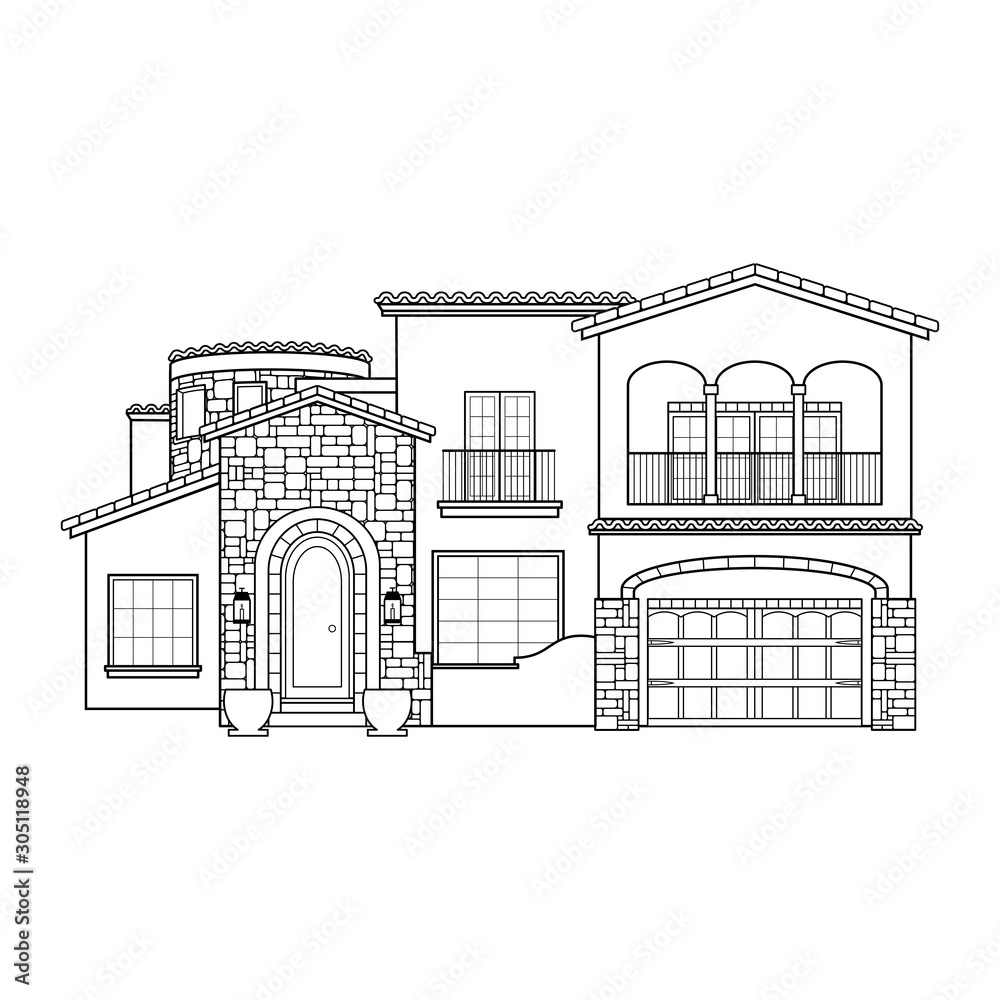 Mediterranean Style Home Stock Vector | Adobe Stock