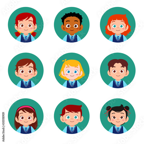 happy cute kids boy and girl avatar face
