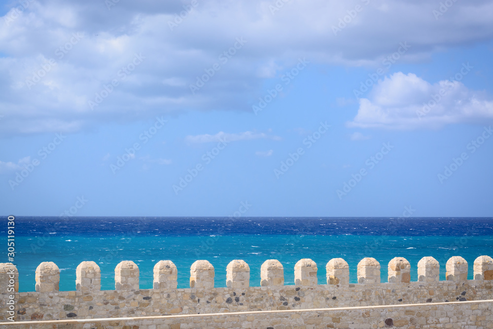 Seaview with battlements
