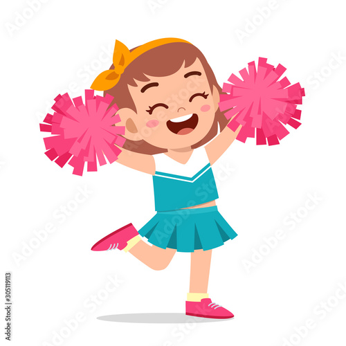 happy cute girl wear cheerleader cute uniform