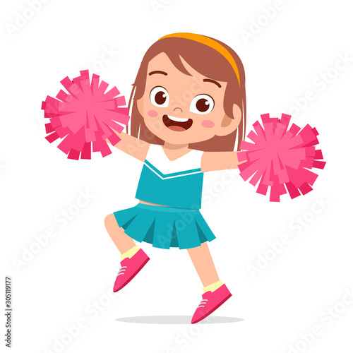 happy cute girl wear cheerleader cute uniform