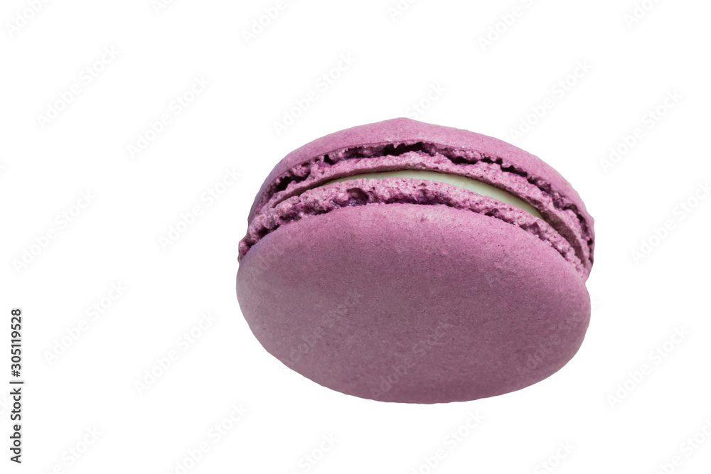 Tasty lilac macaroons isolated on white background. Tasty lilac macaroons isolated on white background.
