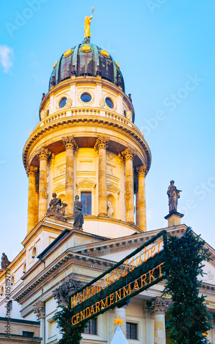 Photography Night Christmas Market of Gendarmenmarkt in Winter Berlin, Germany