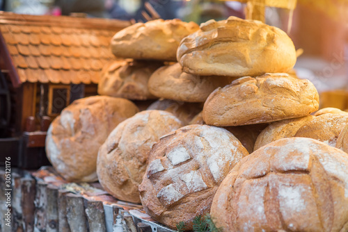 Photography Fresh bread at the Christmas outdoors market