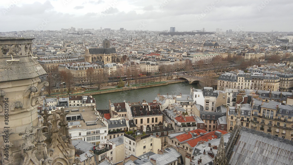 Top View from Notre Damme Roof in Paris, Christmas 2018