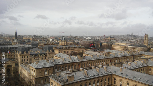 Paris Top View from Notre Damme Cathedral Roof, Christmas 2018