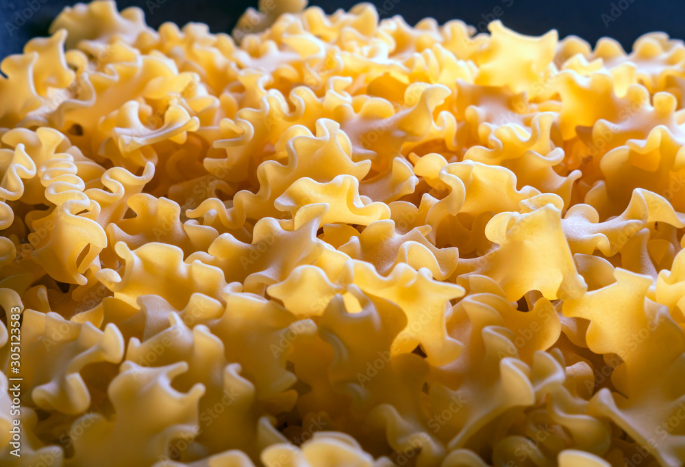 Portion of dry pasta, close up