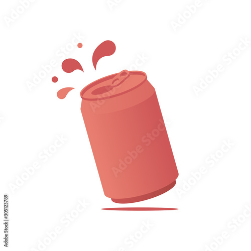 Can soda levitation with spray drops isometric logo