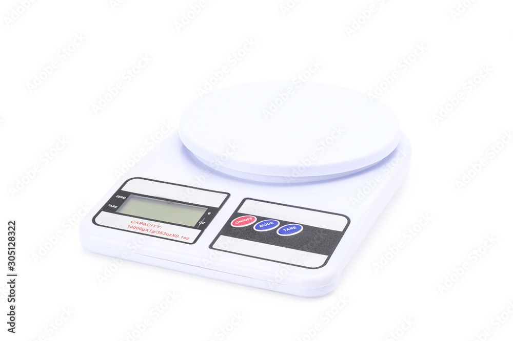 Digital kitchen scale isolated on white background with selection path. Digital kitchen scale isolated on white background with selection path.