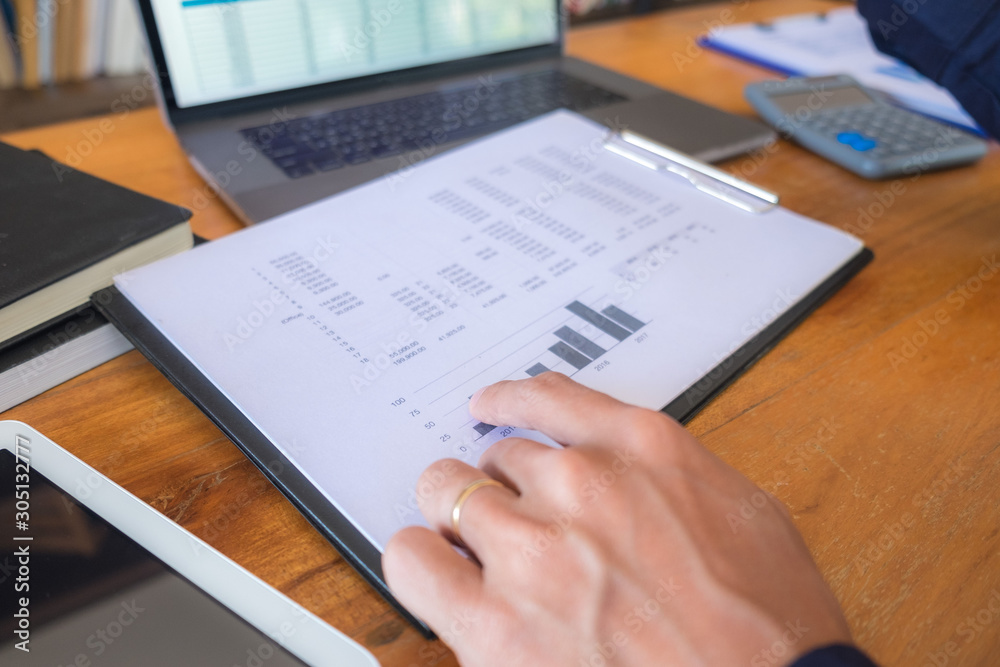 Business accountant Sitting in finance Accounting Auditor, banker, working in office